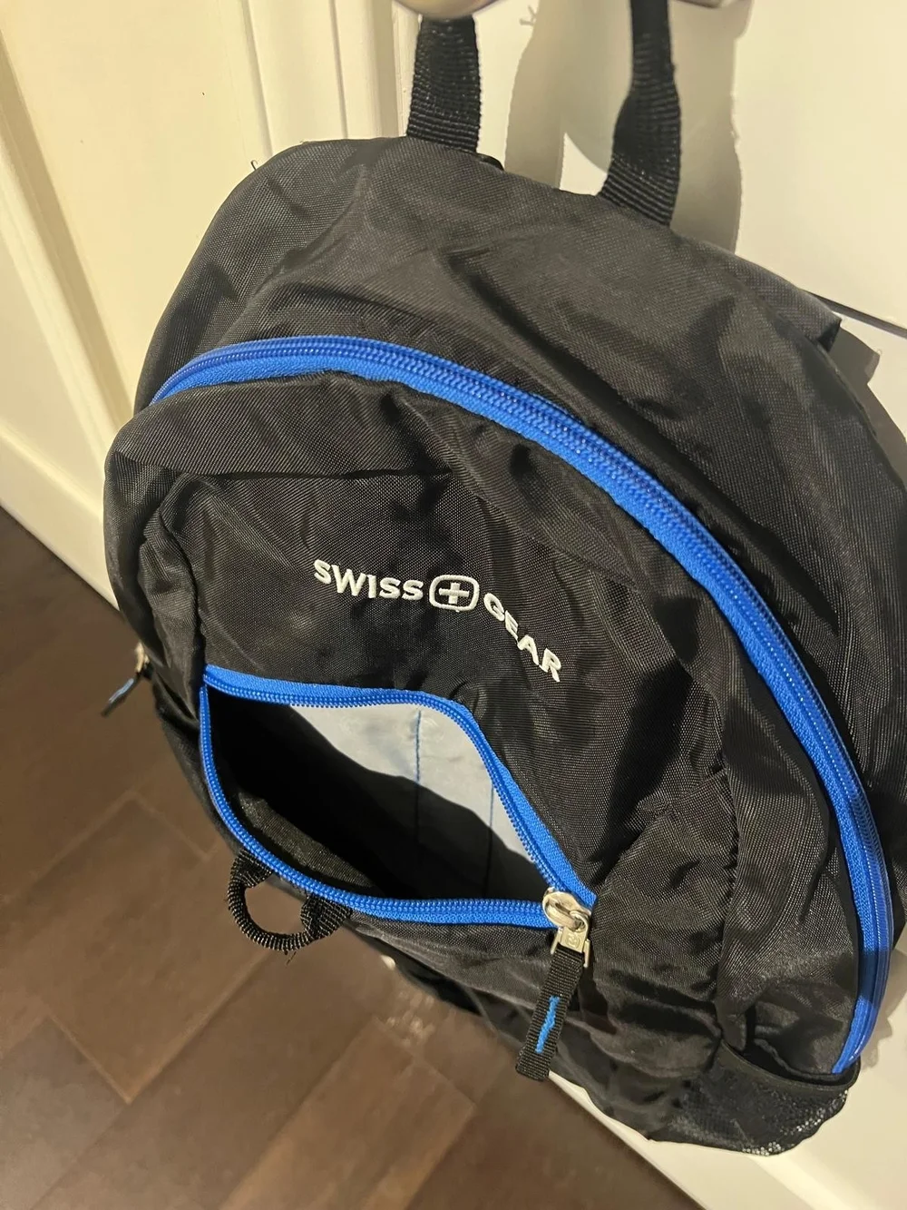 SwissGear Black Backpack with Blue Zippers